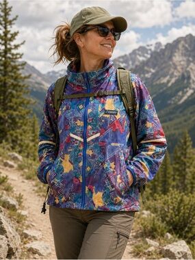 Vintage BANFF Designs Windstopper Gore Colorblock Hiking Jacket